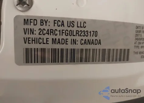 2020 Chrysler Pacifica Touring from USA, damaged, VIN 2C4RC1FG0LR233170